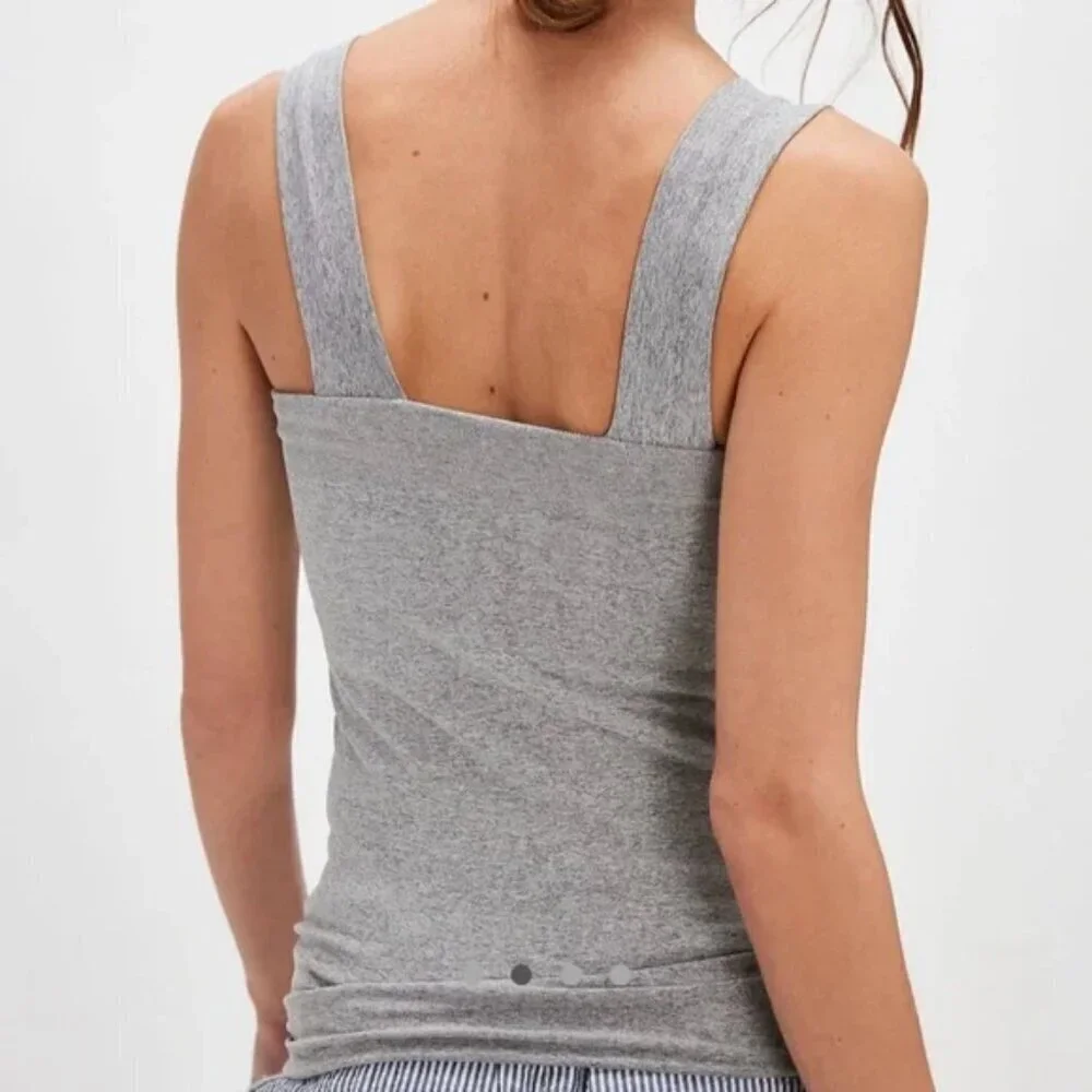 NWT Free People Intimately Clean Lines Grey Square Neck Tank Top